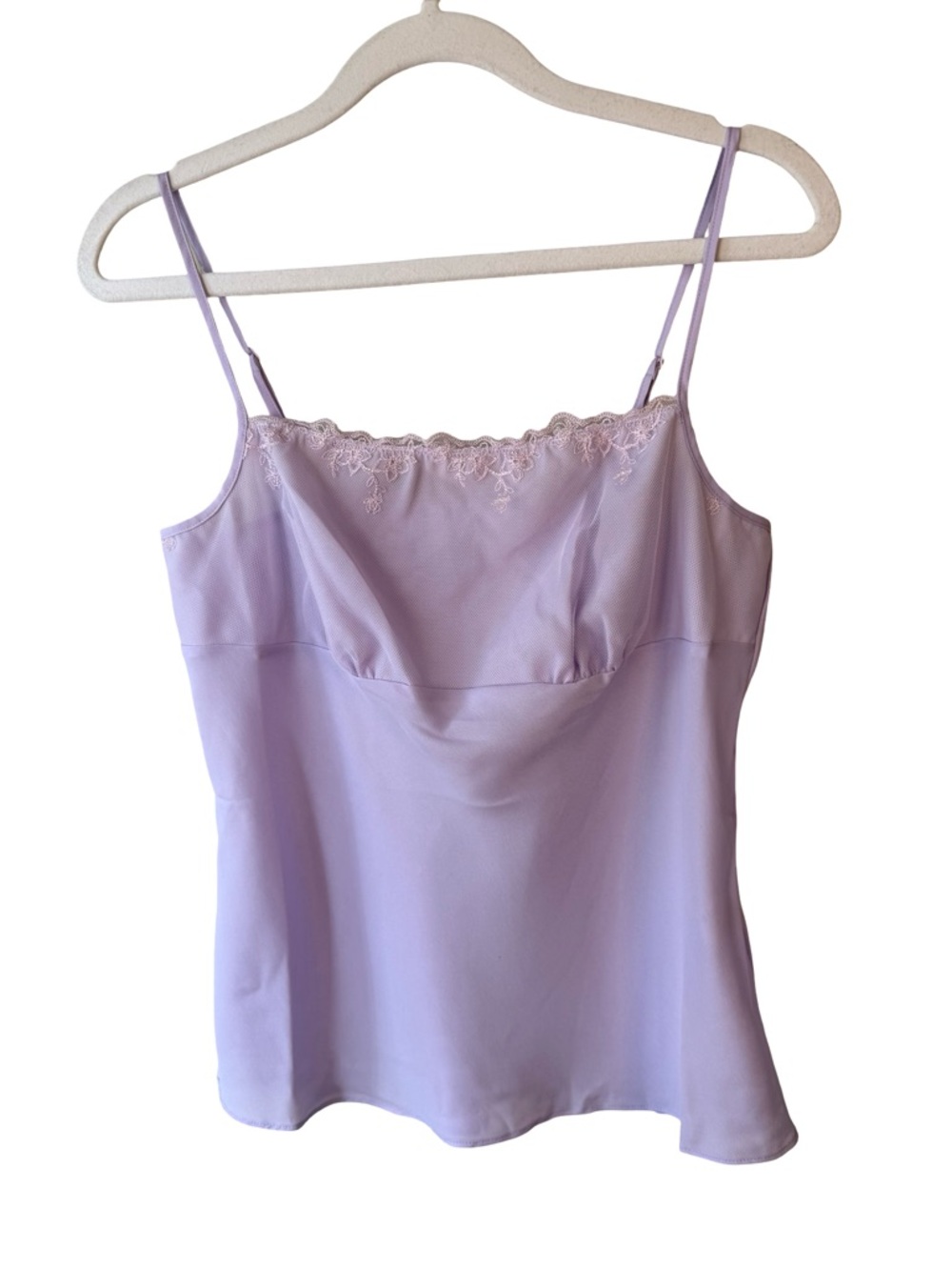 Women's Lavender Lace Trim Camisole Top Size XS Feminine Lightweight Romantic